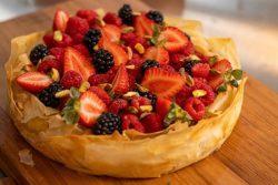 Flan de pistache com massa fillo
